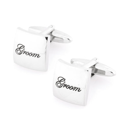 Groom Curved Silver Wedding Cufflinks