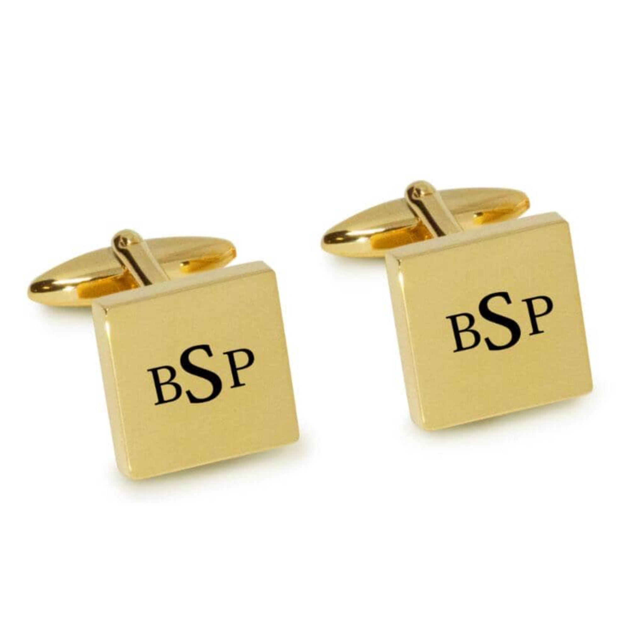 Engraved Monogram Initials Cufflinks in Gold