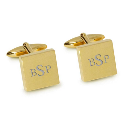 Engraved Monogram Initials Cufflinks in Gold