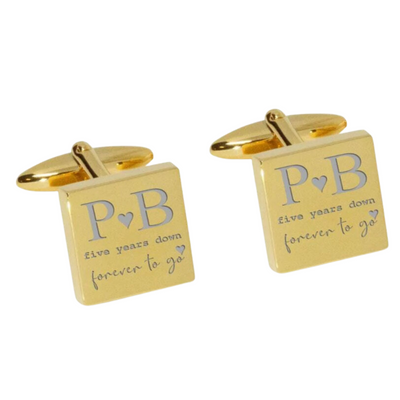 Five Years Down Forever to Go Engraved Cufflinks in Gold