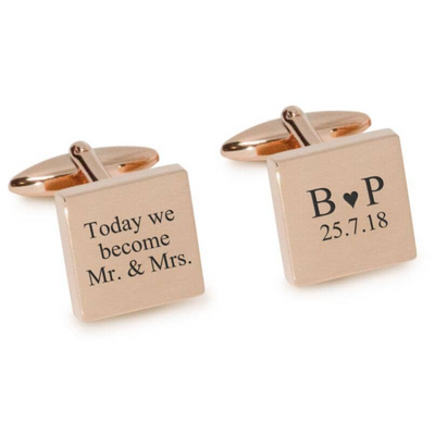 Today We Become Initials Date Engraved Cufflinks in Rose Gold