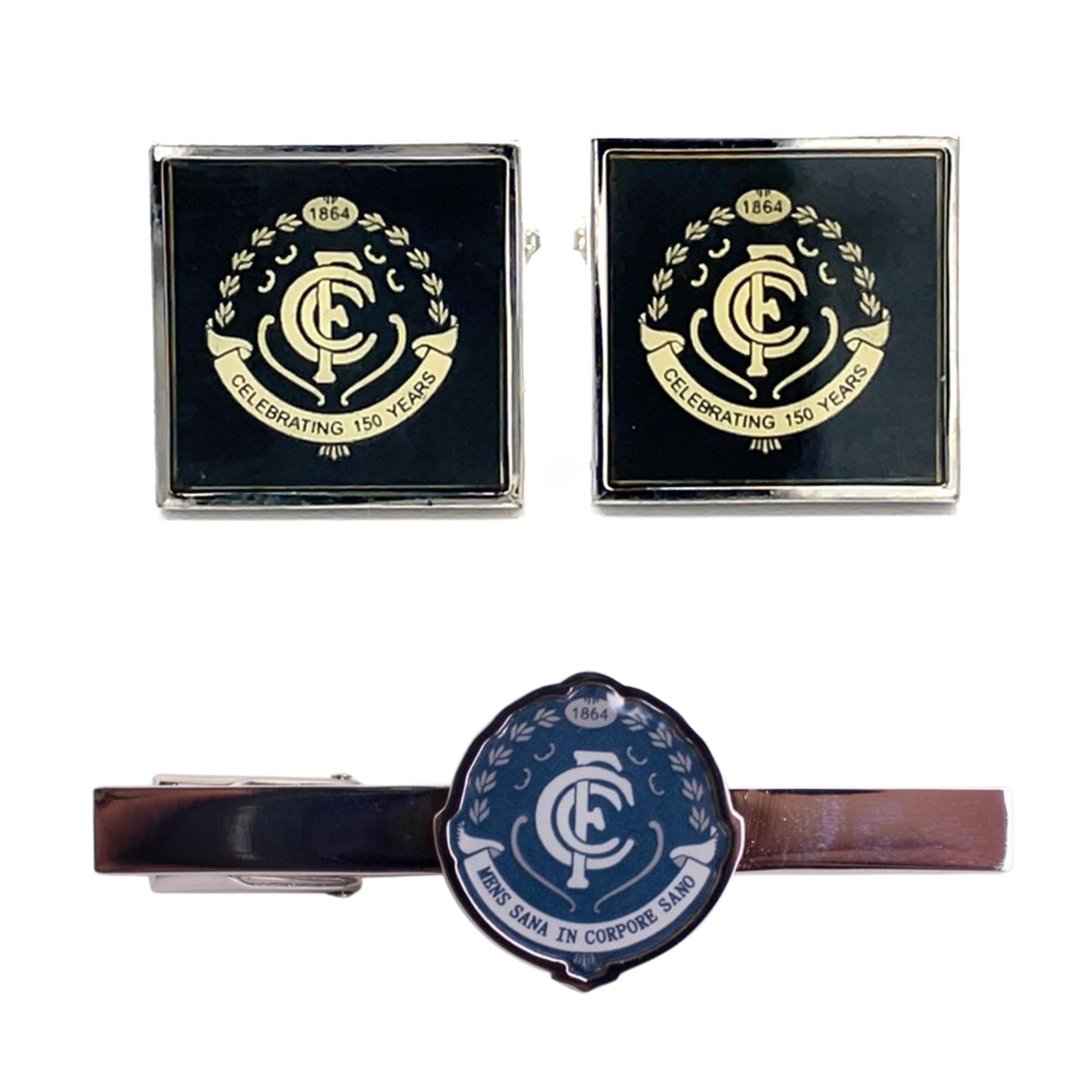 Carlton AFL Cufflinks & Tie Bar Set