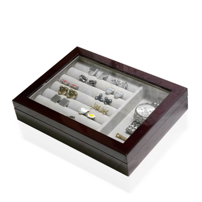 Medium Cufflink and Valet Box Mahogany