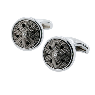 Antique Round Shield with Crystal Cufflinks