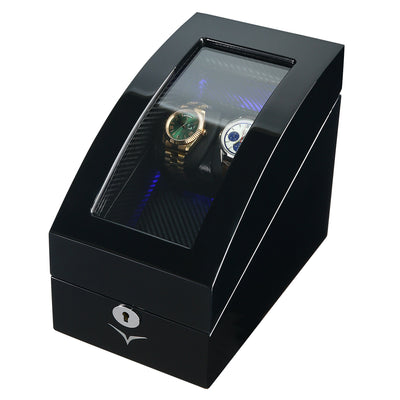 Avoca Watch Winder Box for 2 + 2 Watches in Black