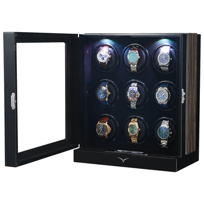 Sydney Watch Winder Box for 9 Watches in Black