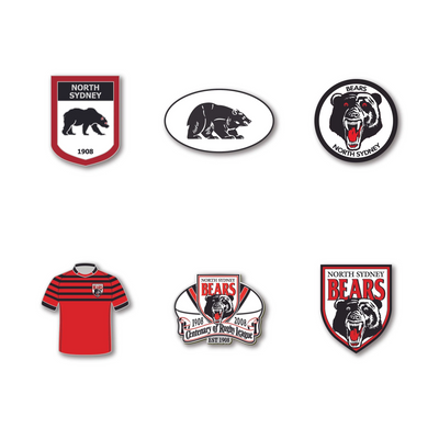 North Sydney Bears Logo NRL Pin Set