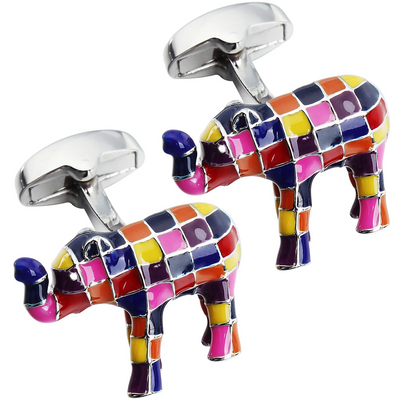 Multi Coloured Elephant Cufflinks