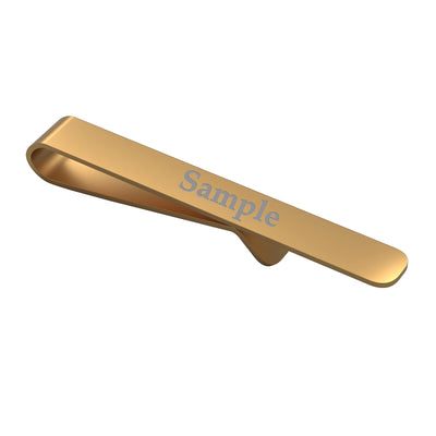 Engravable Brushed Gold Tie Bar with curved end 50mm