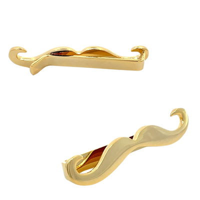 Moustache Tie Bar in Shiny Gold