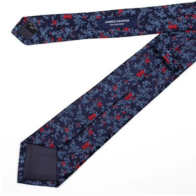 Navy/ Red Small Floral Tie