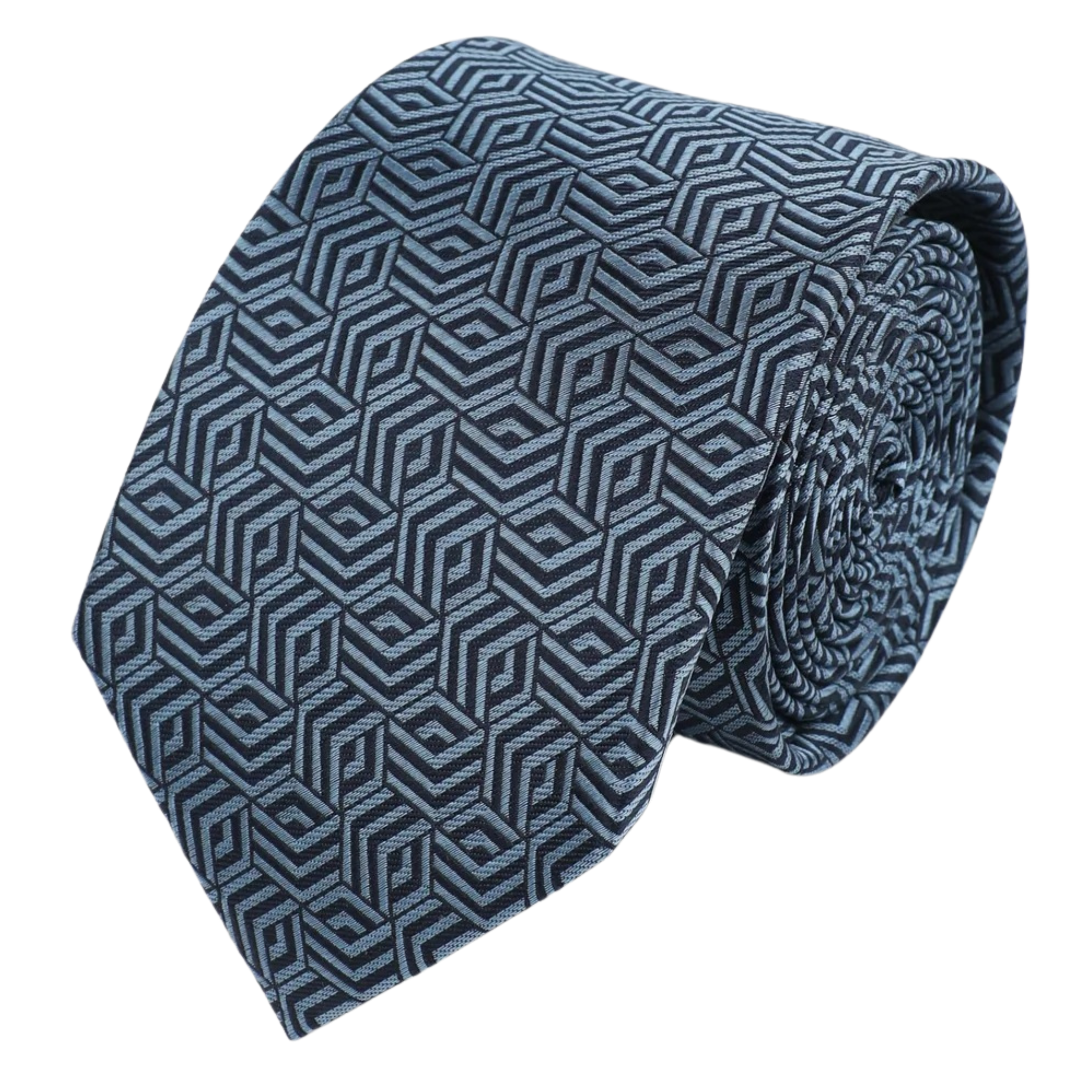 Dusty Blue Silk Geo Tie