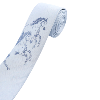 Pale Blue Twin Horses Tie