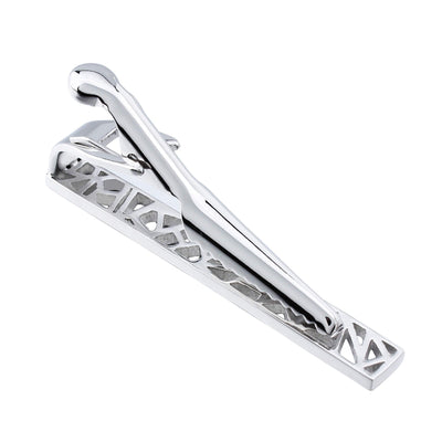 Geometric Shapes Silver Tie Clip