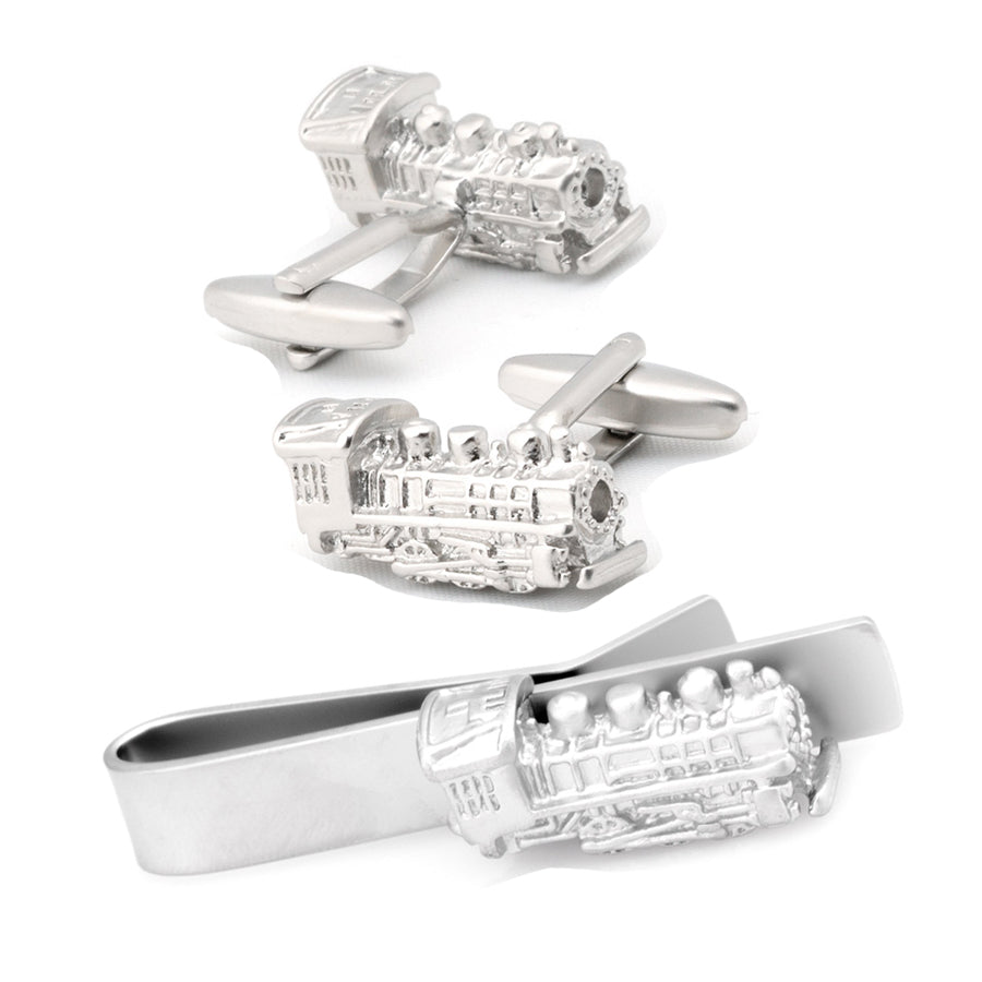 Train Cufflinks & Tie Bar Set