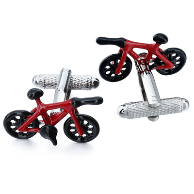 Red Triathlon Bike Cufflinks