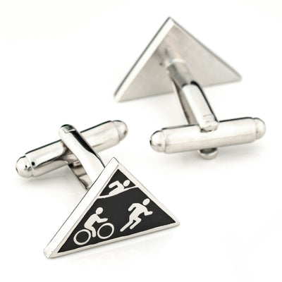 Triathlon Cufflinks Black Silver