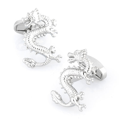 Silver Lucky Chinese Dragon Cufflinks