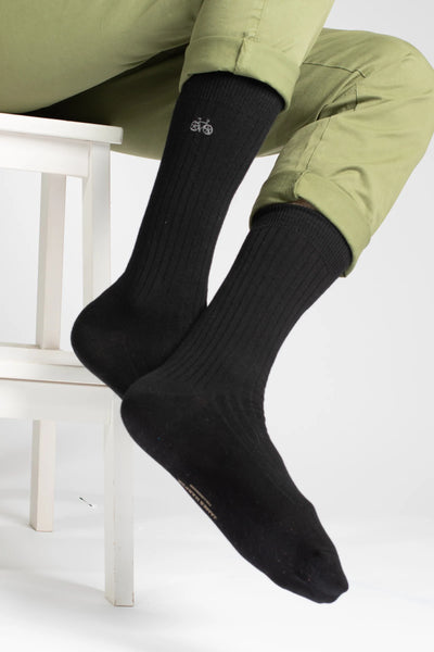 Black Ribbed Socks