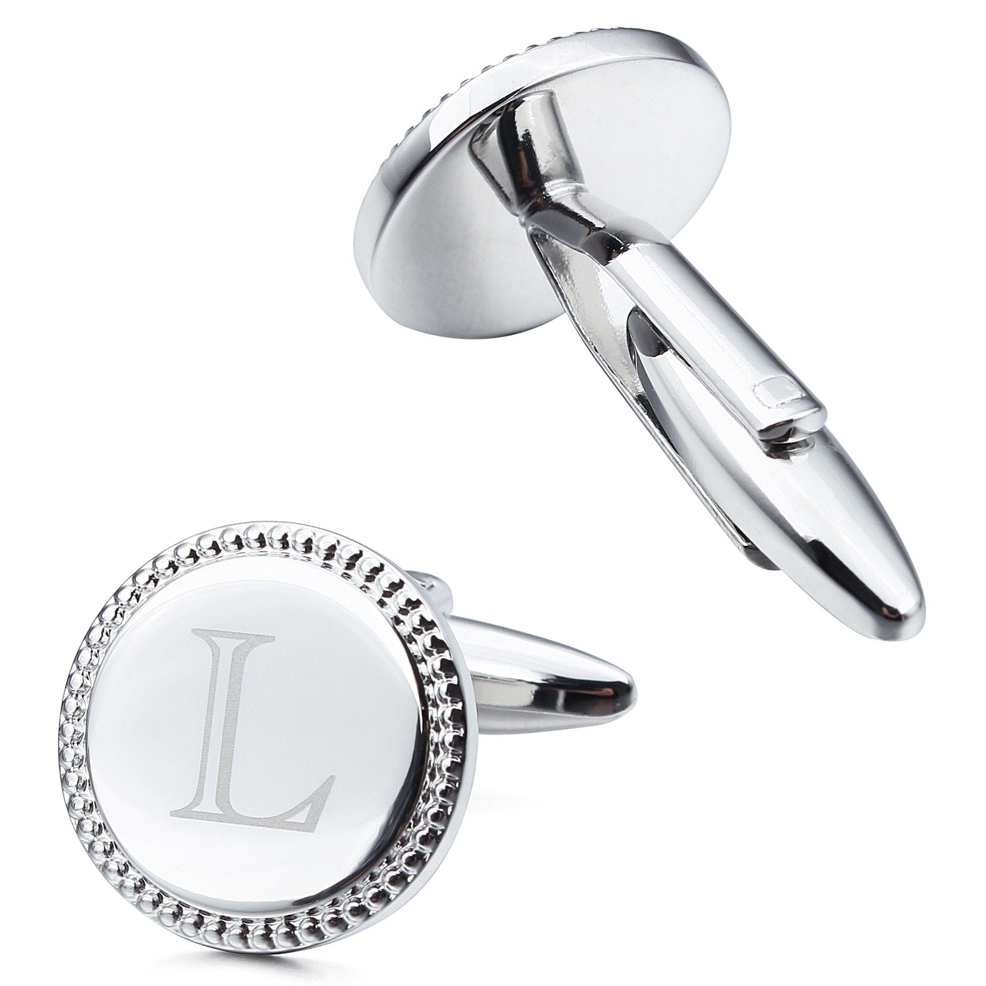 Letter L Initial Cufflinks -Round