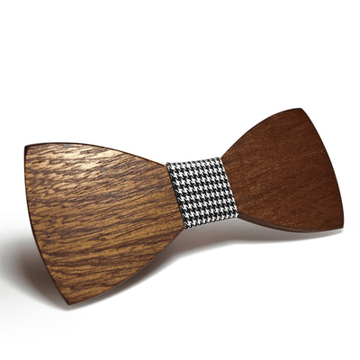 Dark Wood Houndstooth Adult Bow Tie