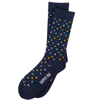 Spotted Multi Dot Bamboo Socks by Dapper Roo, Spotted Multi Dot Socks, Dapper Roo, Socks, Navy, Multi, Bamboo, Elastane, Nylon, Elastic, SK2042, Men's Socks, Socks for Men, Clinks.com