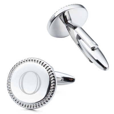 Silver Initial Round Cufflinks