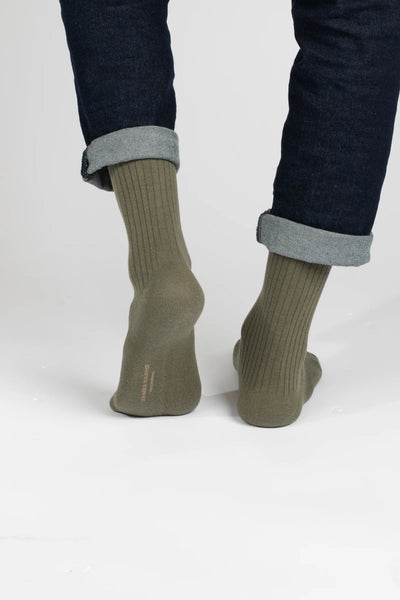 Olive Ribbed Socks