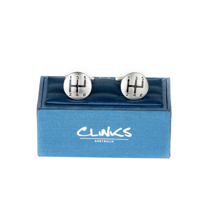 Brushed Silver Gear Shift Cufflinks