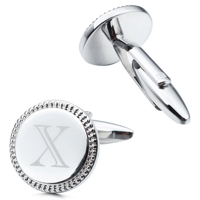 Silver Initial Round Cufflinks